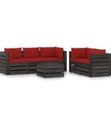 VidaXL 6-delige Loungeset met kussens grijs geïmpregneerd hout