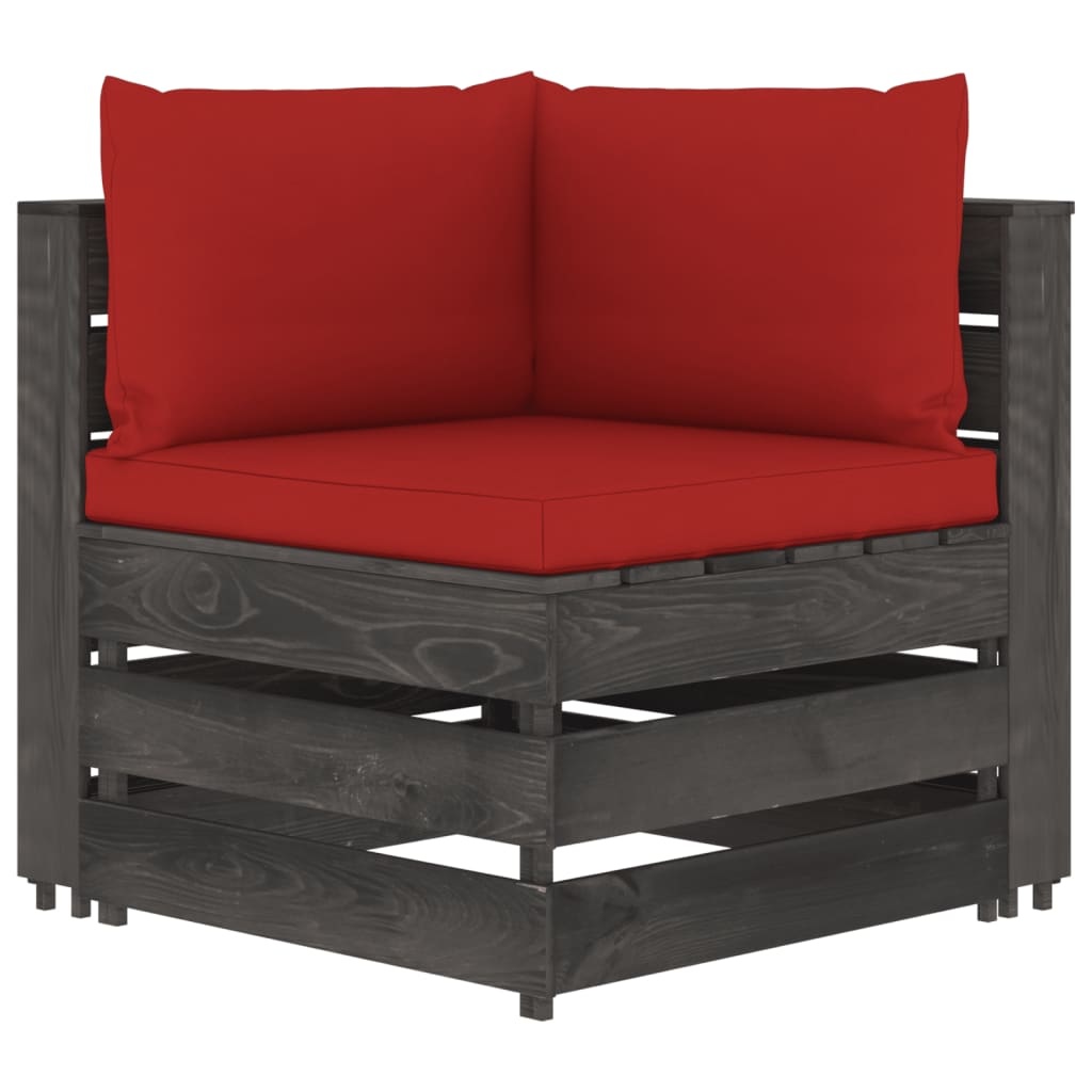 VidaXL 6-delige Loungeset met kussens grijs geïmpregneerd hout