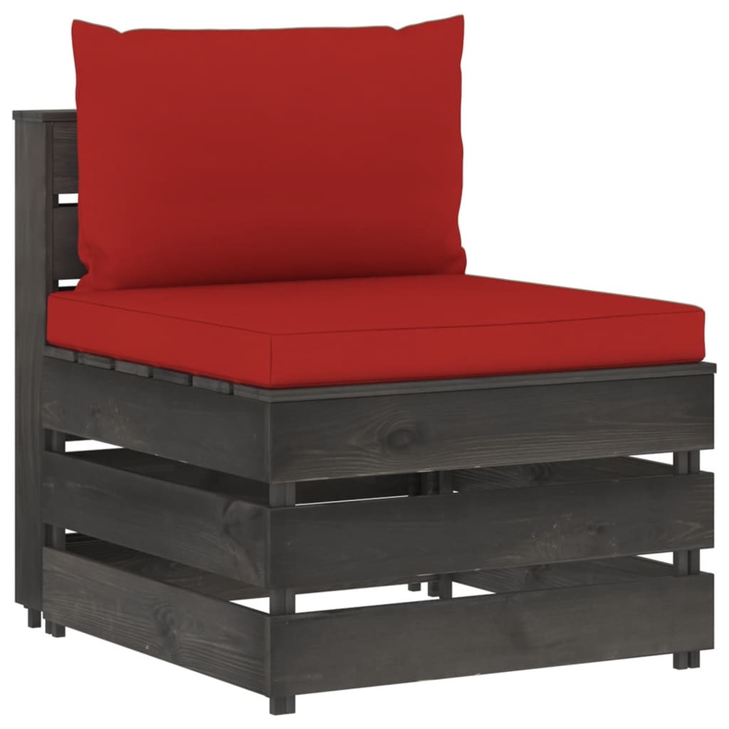 VidaXL 6-delige Loungeset met kussens grijs geïmpregneerd hout