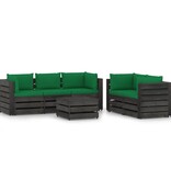 VidaXL 6-delige Loungeset met kussens grijs geïmpregneerd hout