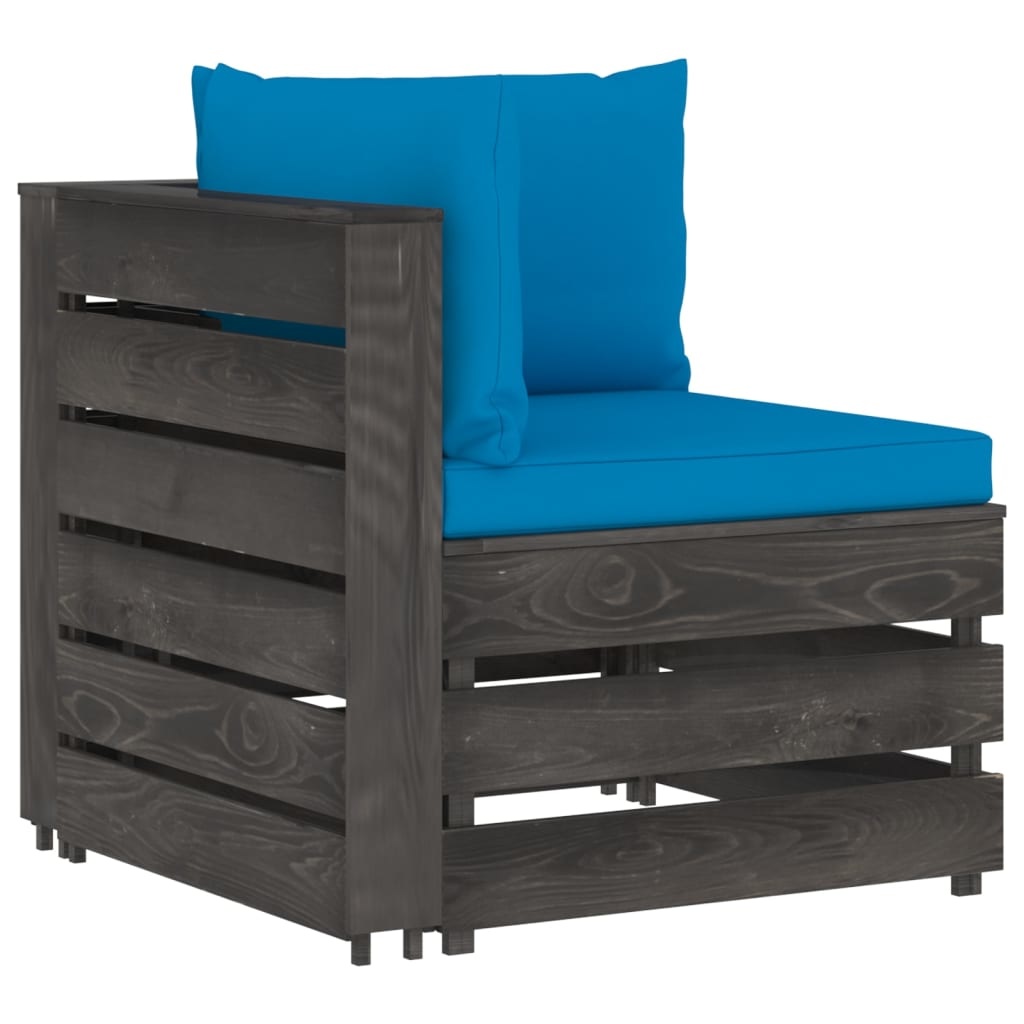 VidaXL 6-delige Loungeset met kussens grijs geïmpregneerd hout