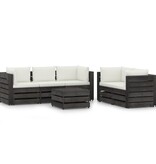 VidaXL 6-delige Loungeset met kussens grijs geïmpregneerd hout