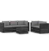 VidaXL 6-delige Loungeset met kussens grijs geïmpregneerd hout