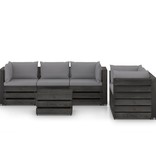 VidaXL 6-delige Loungeset met kussens grijs geïmpregneerd hout