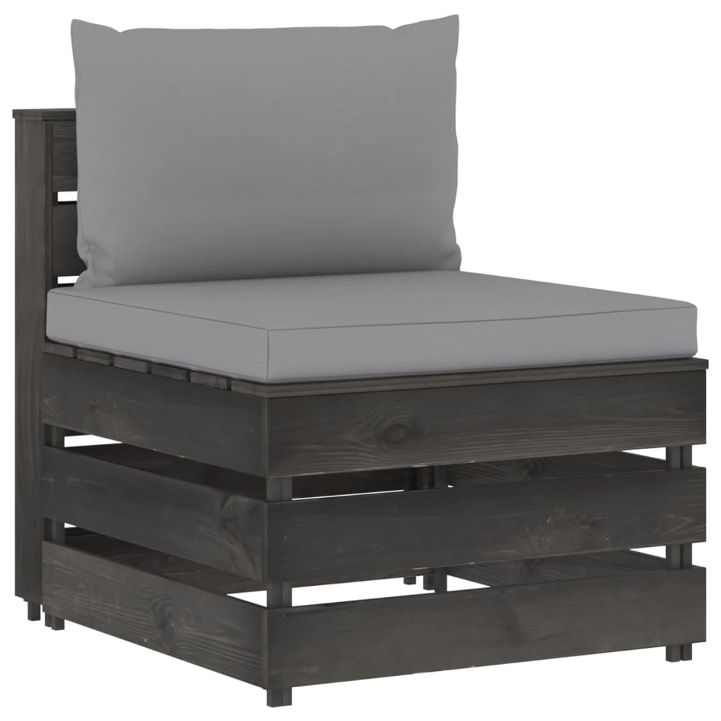 VidaXL 6-delige Loungeset met kussens grijs geïmpregneerd hout