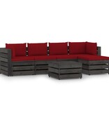 VidaXL 6-delige Loungeset met kussens grijs geïmpregneerd hout