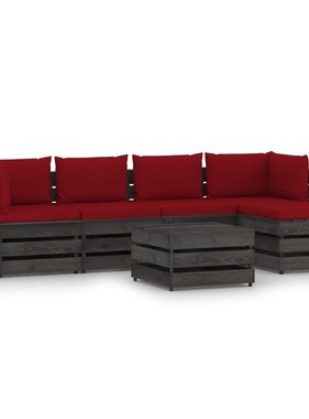VidaXL 6-delige Loungeset met kussens grijs geïmpregneerd hout