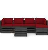 VidaXL 6-delige Loungeset met kussens grijs geïmpregneerd hout