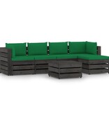 VidaXL 6-delige Loungeset met kussens grijs geïmpregneerd hout