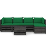 VidaXL 6-delige Loungeset met kussens grijs geïmpregneerd hout