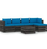 VidaXL 6-delige Loungeset met kussens grijs geïmpregneerd hout