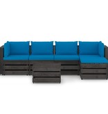 VidaXL 6-delige Loungeset met kussens grijs geïmpregneerd hout