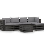 VidaXL 6-delige Loungeset met kussens grijs geïmpregneerd hout