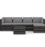 VidaXL 6-delige Loungeset met kussens grijs geïmpregneerd hout