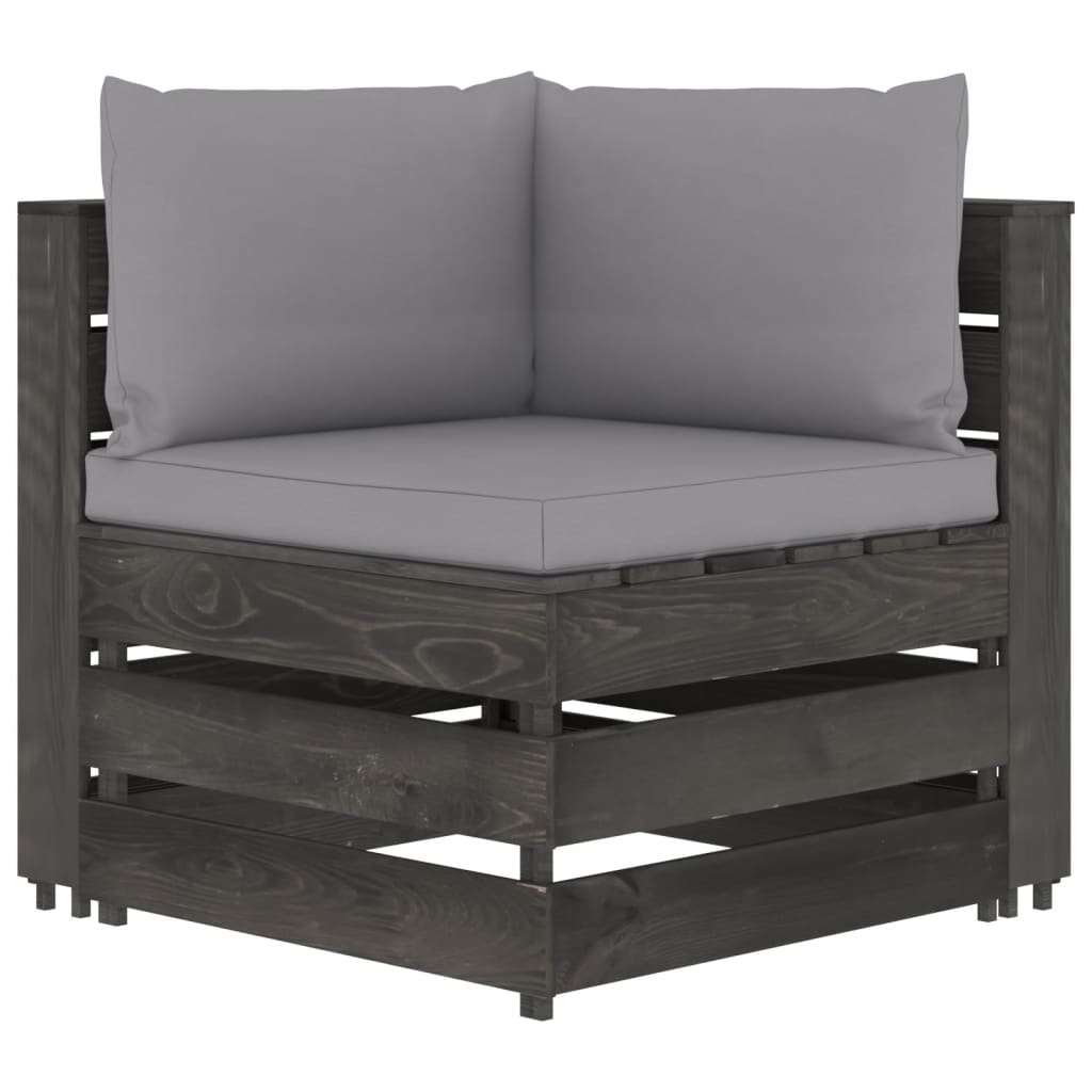 VidaXL 6-delige Loungeset met kussens grijs geïmpregneerd hout