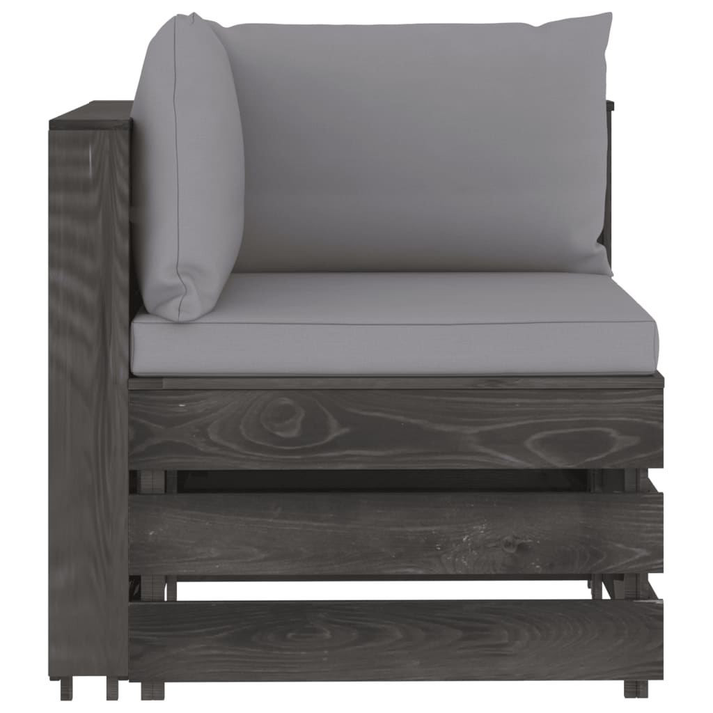 VidaXL 6-delige Loungeset met kussens grijs geïmpregneerd hout