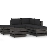 VidaXL 6-delige Loungeset met kussens grijs geïmpregneerd hout