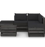 VidaXL 6-delige Loungeset met kussens grijs geïmpregneerd hout