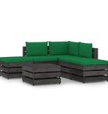 VidaXL 6-delige Loungeset met kussens grijs geïmpregneerd hout