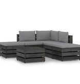 VidaXL 6-delige Loungeset met kussens grijs geïmpregneerd hout