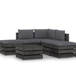 VidaXL 6-delige Loungeset met kussens grijs geïmpregneerd hout