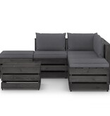 VidaXL 6-delige Loungeset met kussens grijs geïmpregneerd hout