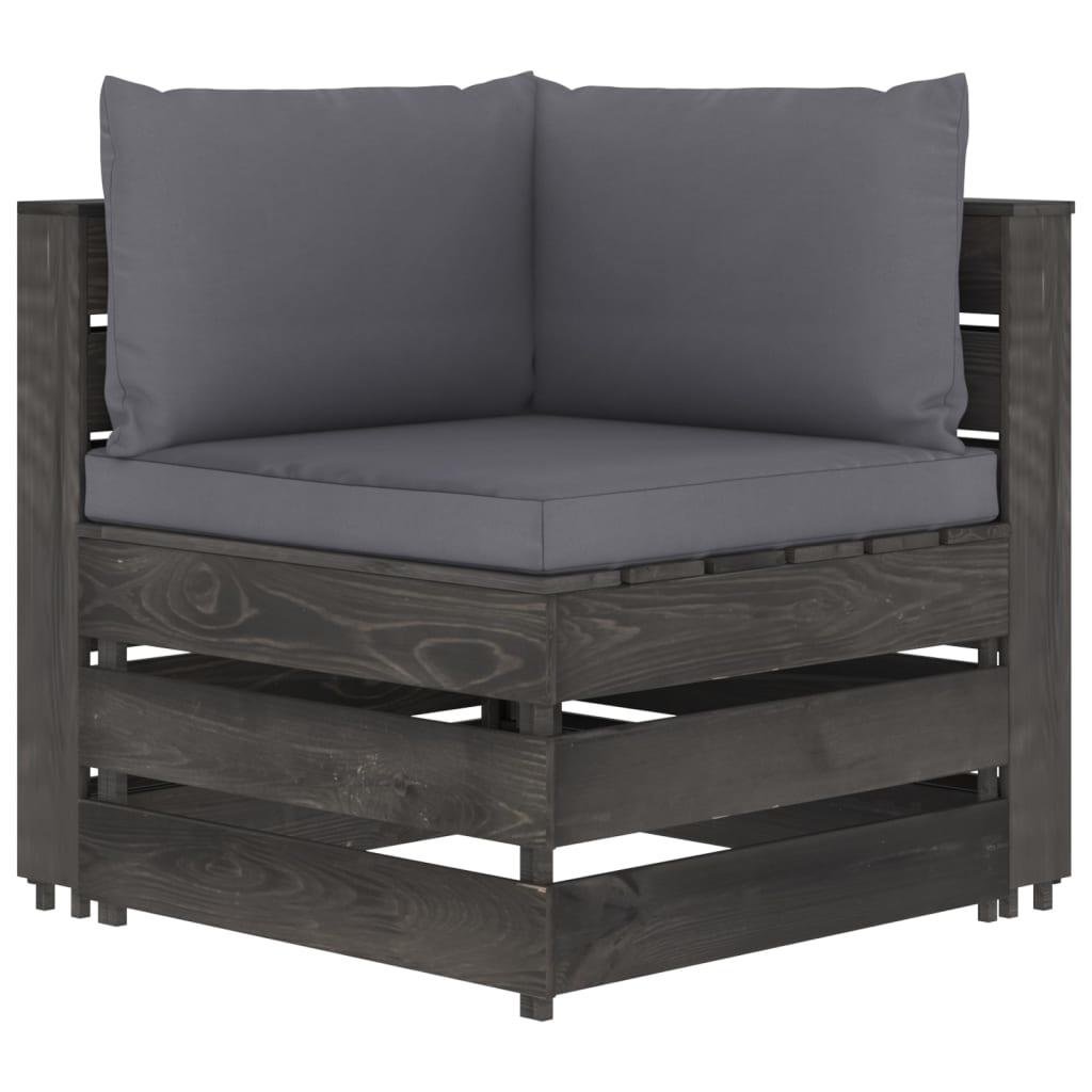 VidaXL 6-delige Loungeset met kussens grijs geïmpregneerd hout
