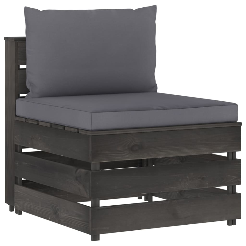 VidaXL 6-delige Loungeset met kussens grijs geïmpregneerd hout
