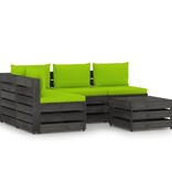 VidaXL 5-delige Loungeset met kussens grijs geïmpregneerd hout