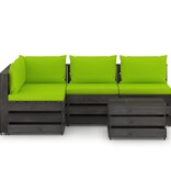 VidaXL 5-delige Loungeset met kussens grijs geïmpregneerd hout