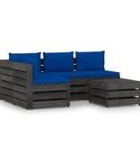 VidaXL 5-delige Loungeset met kussens grijs geïmpregneerd hout