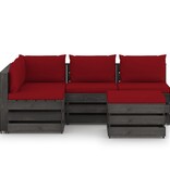 VidaXL 5-delige Loungeset met kussens grijs geïmpregneerd hout