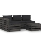 VidaXL 5-delige Loungeset met kussens grijs geïmpregneerd hout