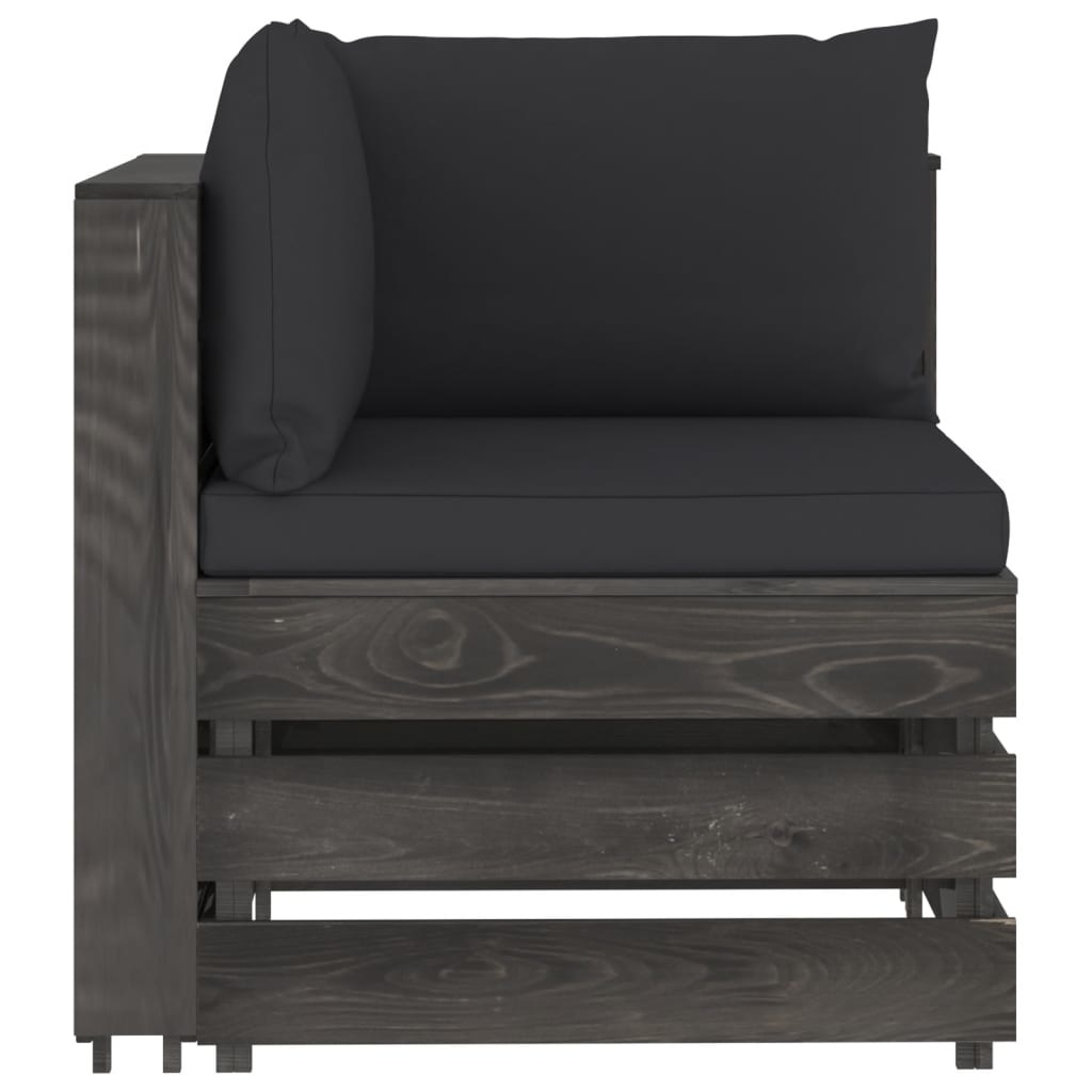 VidaXL 5-delige Loungeset met kussens grijs geïmpregneerd hout