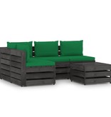 VidaXL 5-delige Loungeset met kussens grijs geïmpregneerd hout