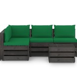 VidaXL 5-delige Loungeset met kussens grijs geïmpregneerd hout