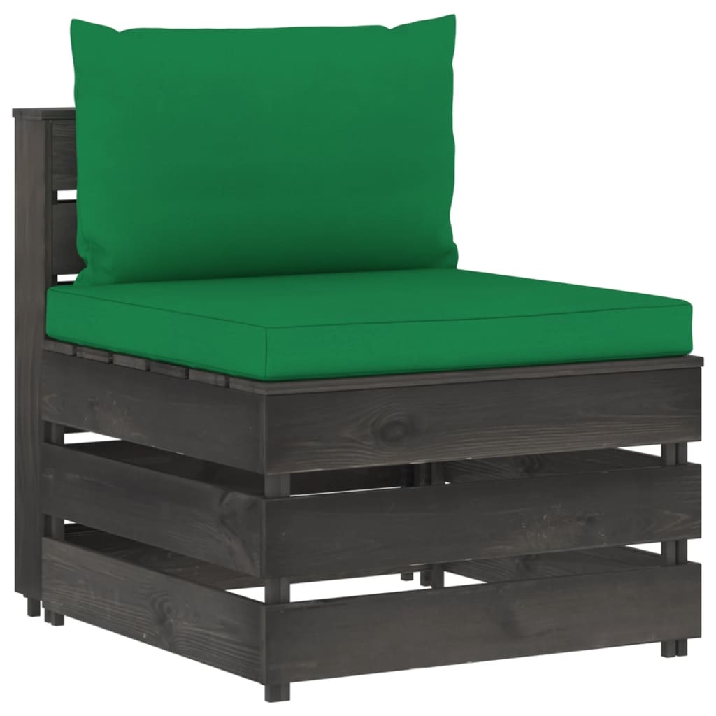 VidaXL 5-delige Loungeset met kussens grijs geïmpregneerd hout