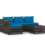 VidaXL 5-delige Loungeset met kussens grijs geïmpregneerd hout