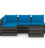 VidaXL 5-delige Loungeset met kussens grijs geïmpregneerd hout