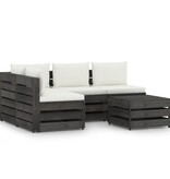 VidaXL 5-delige Loungeset met kussens grijs geïmpregneerd hout