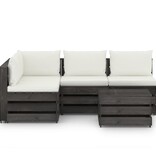 VidaXL 5-delige Loungeset met kussens grijs geïmpregneerd hout