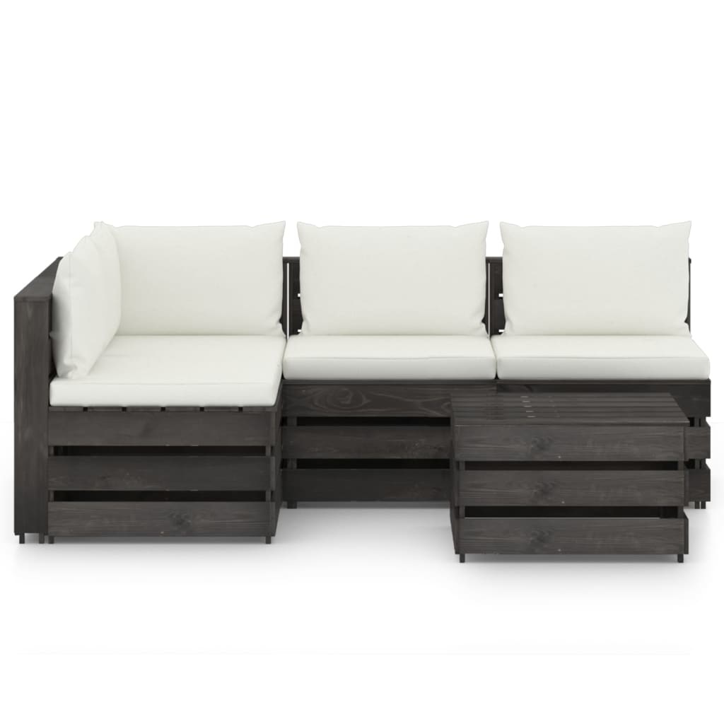VidaXL 5-delige Loungeset met kussens grijs geïmpregneerd hout