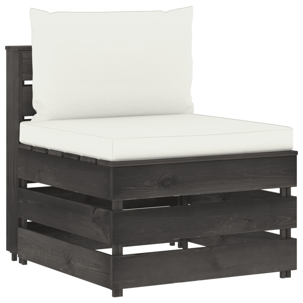 VidaXL 5-delige Loungeset met kussens grijs geïmpregneerd hout