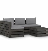 VidaXL 5-delige Loungeset met kussens grijs geïmpregneerd hout