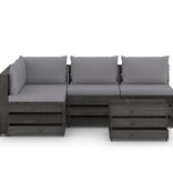VidaXL 5-delige Loungeset met kussens grijs geïmpregneerd hout