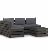 VidaXL 5-delige Loungeset met kussens grijs geïmpregneerd hout