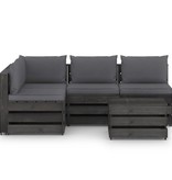 VidaXL 5-delige Loungeset met kussens grijs geïmpregneerd hout
