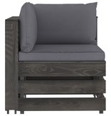 VidaXL 5-delige Loungeset met kussens grijs geïmpregneerd hout