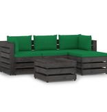 VidaXL 5-delige Loungeset met kussens grijs geïmpregneerd hout