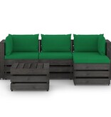 VidaXL 5-delige Loungeset met kussens grijs geïmpregneerd hout